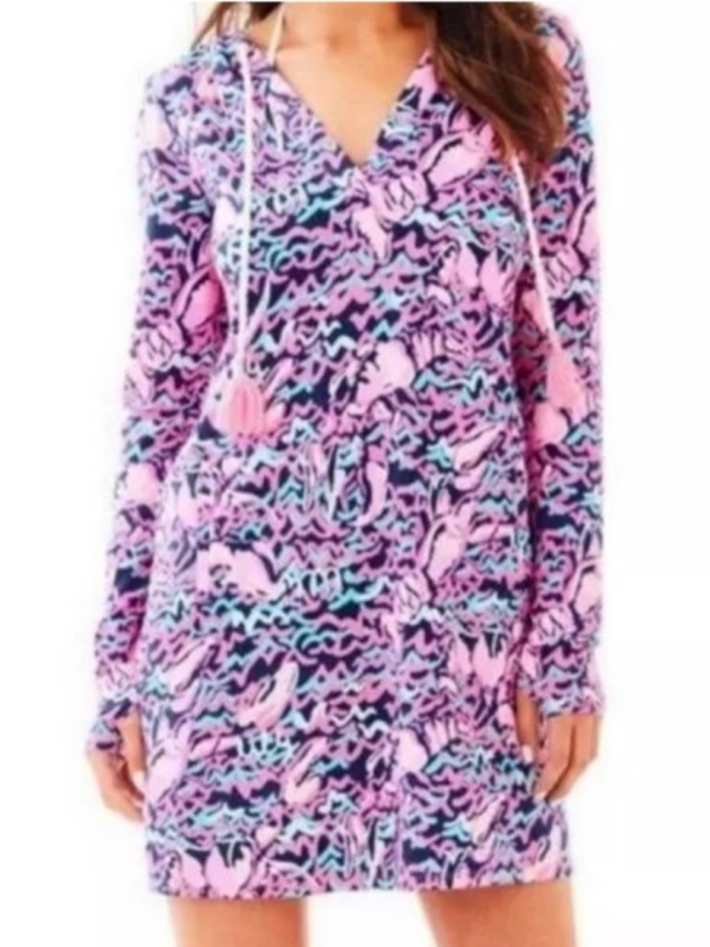 Lilly Pulitzer Women XL Rylie Cover Up Dress Pop Up Lobstah Roll Navy UPF 50